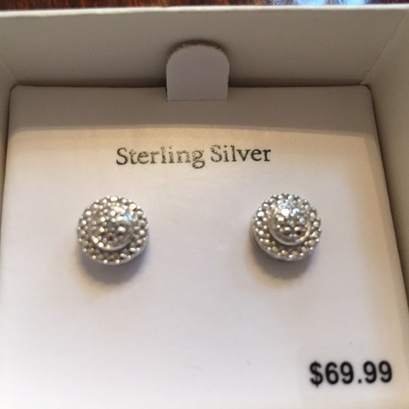 Sterling Silver Halo Style Diamond Accent Earrings - Picture 2 of 8